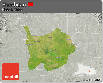 Satellite Map of Hanchuan, lighten, semi-desaturated