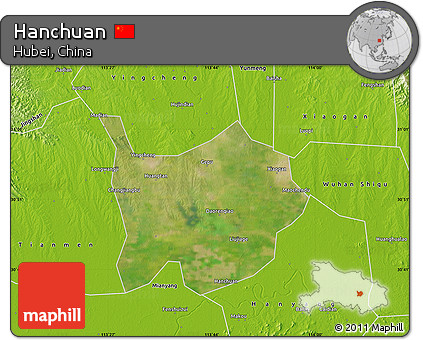 Satellite Map of Hanchuan, physical outside