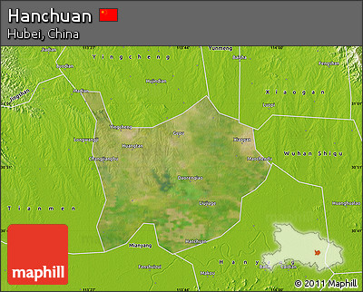 Satellite Map of Hanchuan, physical outside