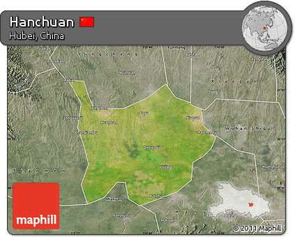Satellite Map of Hanchuan, semi-desaturated