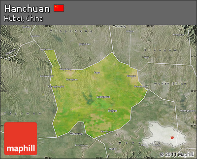 Satellite Map of Hanchuan, semi-desaturated