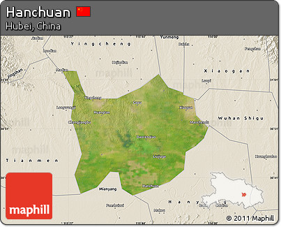 Satellite Map of Hanchuan, shaded relief outside