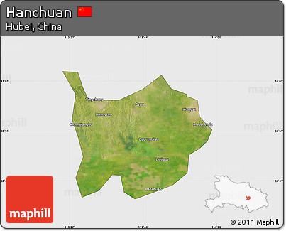 Satellite Map of Hanchuan, single color outside