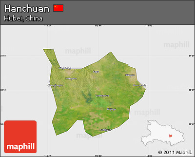 Satellite Map of Hanchuan, single color outside