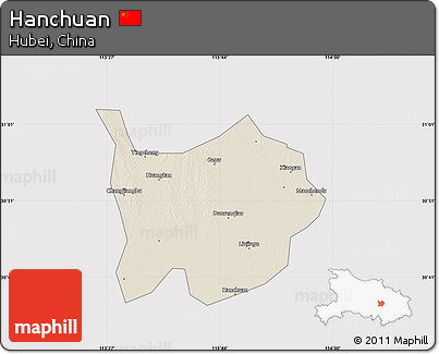 Shaded Relief Map of Hanchuan, cropped outside