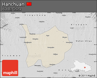 Shaded Relief Map of Hanchuan, desaturated