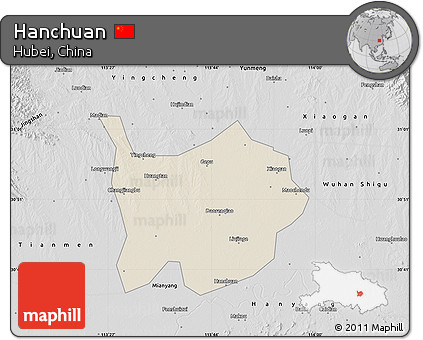 Shaded Relief Map of Hanchuan, desaturated