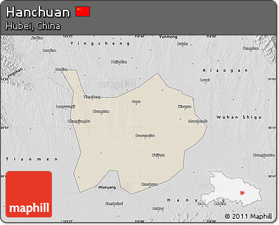 Shaded Relief Map of Hanchuan, desaturated