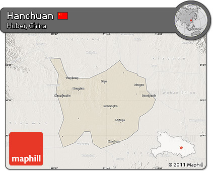 Shaded Relief Map of Hanchuan, lighten