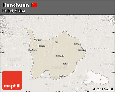 Shaded Relief Map of Hanchuan, lighten