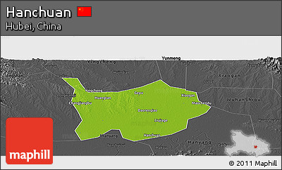 Physical Panoramic Map of Hanchuan, darken, desaturated