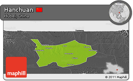 Physical Panoramic Map of Hanchuan, darken, desaturated