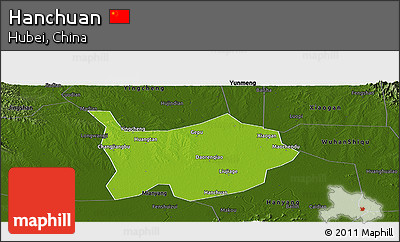 Physical Panoramic Map of Hanchuan, darken