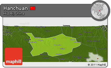Physical Panoramic Map of Hanchuan, darken
