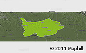 Physical Panoramic Map of Hanchuan, darken, semi-desaturated