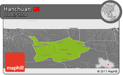 Physical Panoramic Map of Hanchuan, desaturated