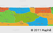 Physical Panoramic Map of Hanchuan, political outside