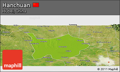 Physical Panoramic Map of Hanchuan, satellite outside