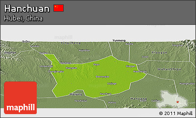 Physical Panoramic Map of Hanchuan, semi-desaturated