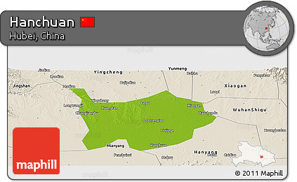 Physical Panoramic Map of Hanchuan, shaded relief outside