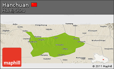Physical Panoramic Map of Hanchuan, shaded relief outside