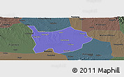 Political Panoramic Map of Hanchuan, darken, semi-desaturated