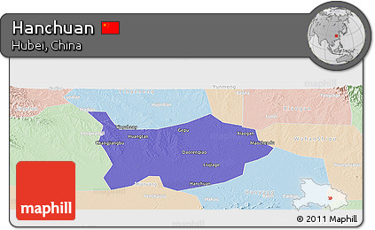 Political Panoramic Map of Hanchuan, lighten
