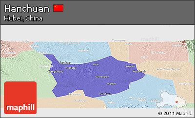 Political Panoramic Map of Hanchuan, lighten