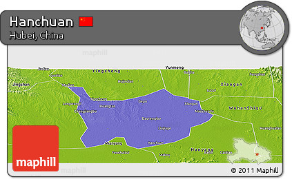 Political Panoramic Map of Hanchuan, physical outside