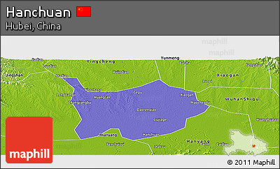 Political Panoramic Map of Hanchuan, physical outside