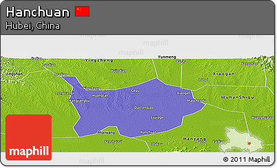 Political Panoramic Map of Hanchuan, physical outside