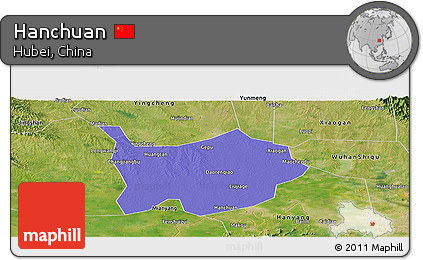 Political Panoramic Map of Hanchuan, satellite outside