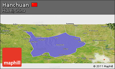 Political Panoramic Map of Hanchuan, satellite outside