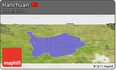 Political Panoramic Map of Hanchuan, satellite outside