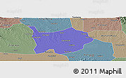 Political Panoramic Map of Hanchuan, semi-desaturated