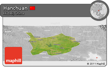 Satellite Panoramic Map of Hanchuan, lighten, desaturated