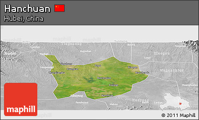 Satellite Panoramic Map of Hanchuan, lighten, desaturated