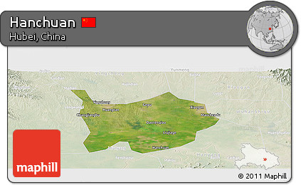 Satellite Panoramic Map of Hanchuan, lighten