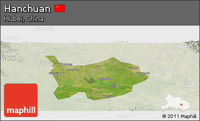Satellite Panoramic Map of Hanchuan, lighten