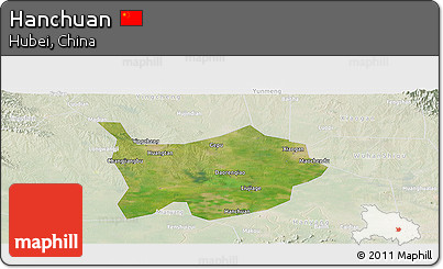Satellite Panoramic Map of Hanchuan, lighten