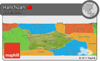 Satellite Panoramic Map of Hanchuan, political outside