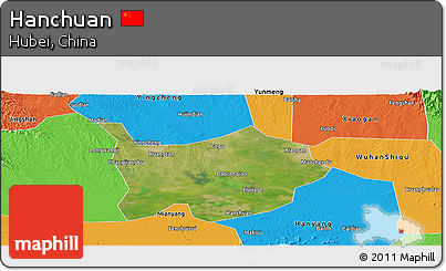 Satellite Panoramic Map of Hanchuan, political outside