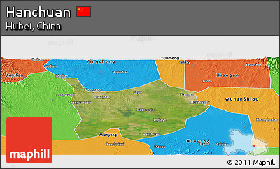 Satellite Panoramic Map of Hanchuan, political outside