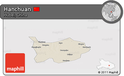Shaded Relief Panoramic Map of Hanchuan, cropped outside