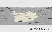 Shaded Relief Panoramic Map of Hanchuan, darken, desaturated