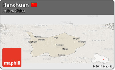 Shaded Relief Panoramic Map of Hanchuan, lighten