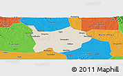 Shaded Relief Panoramic Map of Hanchuan, political outside