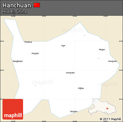 Classic Style Simple Map of Hanchuan, single color outside
