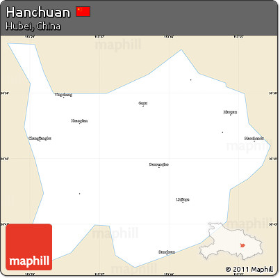 Classic Style Simple Map of Hanchuan, single color outside