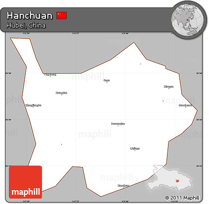 Gray Simple Map of Hanchuan, cropped outside